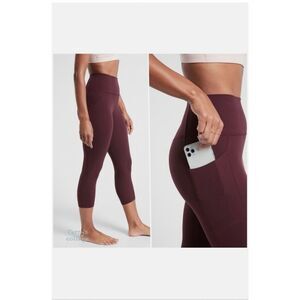 ATHLETA solution stash pocket 7/8 tight Spiced Cabernet Soft XL